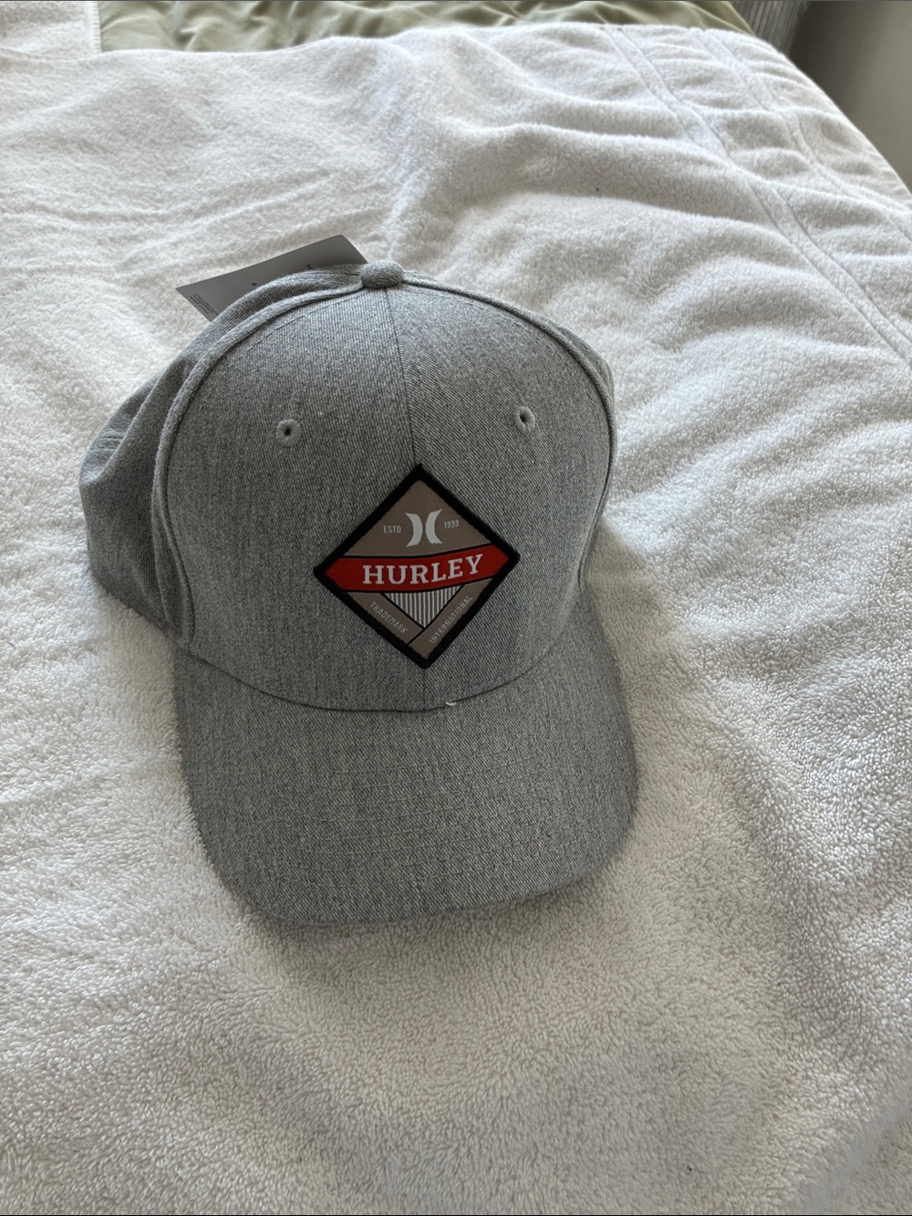 Hurley Grey Baseball Cap with Red Logo Patch